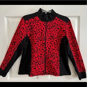 Ruby Rd black/red zip up cotton/spandex jacket- size PL.